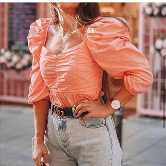 NWT Zara Voluminous Top with Ruffle Trim size S - Picture 3 of 10